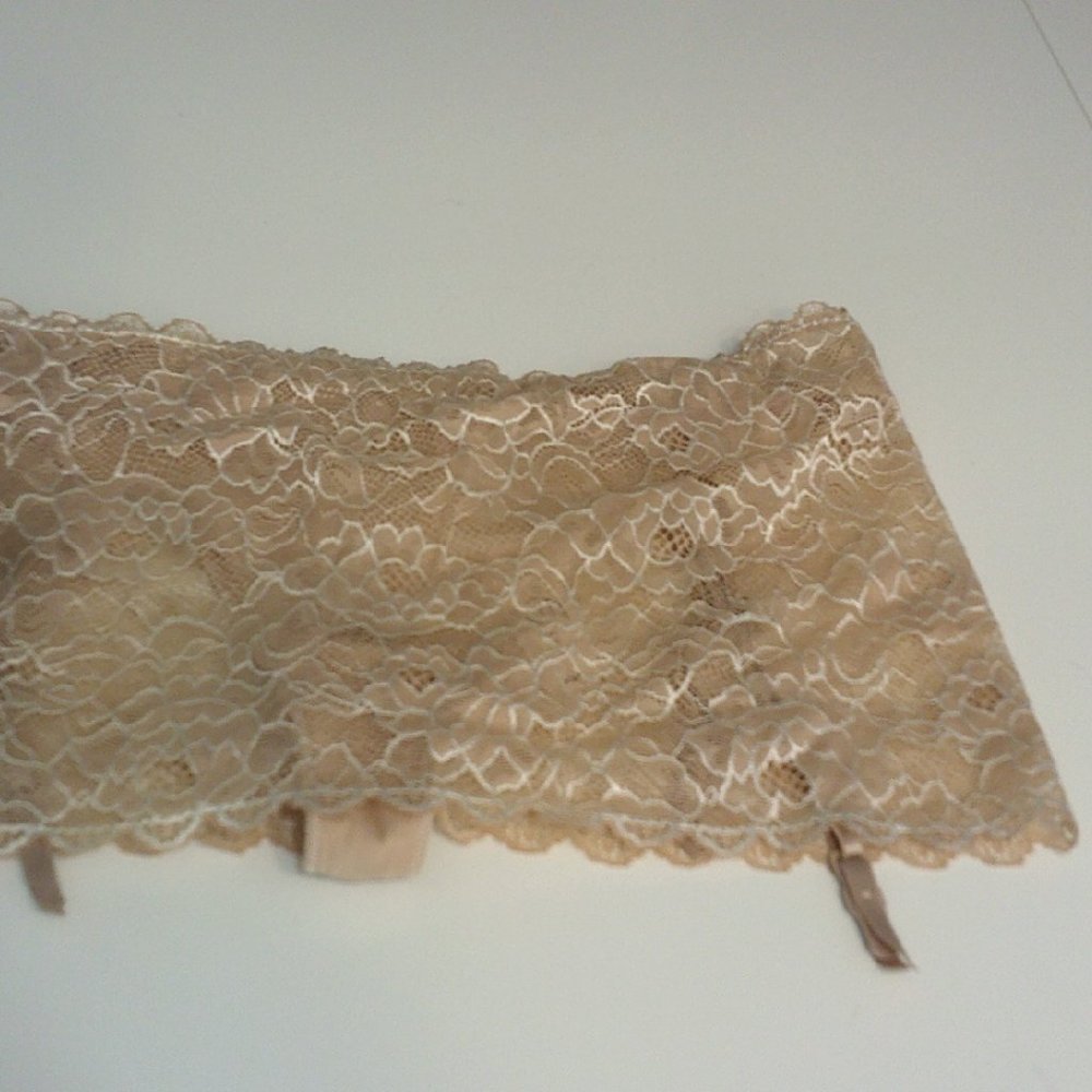 L Victoria's Secret Very Sexy Apricot/Peach Lace Thong Garter Skirt (NWT)